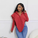 Casual Solid Color Irregular Shirt BS-1371