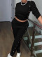 Solid Color Long Sleeve Sweatshirt Two Piece Pants Set GWDS-240705