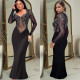 Hot Drill Long Sleeve Slim Maxi Dress GFYX-C7042