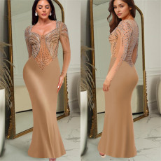 Hot Drill Long Sleeve Slim Maxi Dress GFYX-C7042