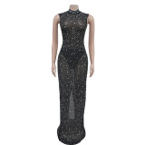 Sleeveless Hot Drill Slim Maxi Dress GFYX-C7030