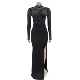 Long Sleeve Hot Drill Slim Maxi Dress GFYX-C7045