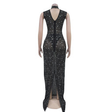 Sleeveless Hot Drill Slim Maxi Dress GFYX-C7030