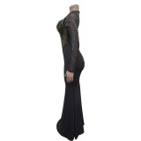 Hot Drill Long Sleeve Slim Maxi Dress GFYX-C7042