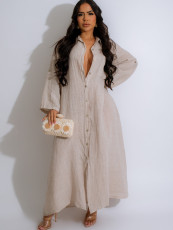 Casual Lapel Single-breasted Shirt Dress MIL-T067