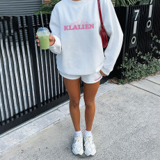 Long Sleeve Print Sweatshirts Two Piece Shorts Set XEF-50705