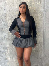 Sexy Bandage Tops Puffy Skirt Set With Safety Pants NYF-8181