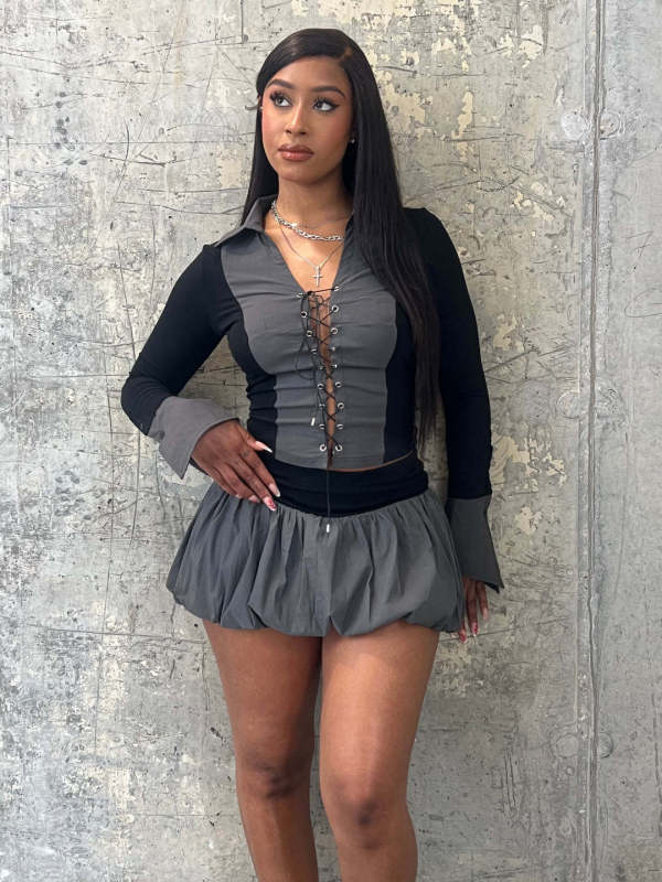 Sexy Bandage Tops Puffy Skirt Set With Safety Pants NYF-8181