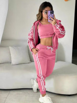 Fashion Hooded Padded Vest Sport Three Piece Pants Set JRF-3766
