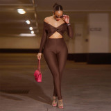 Lapel Twist Hollow Out Long Sleeve Jumpsuit ASL-6755