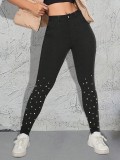 Beaded Skinny Denim Calf Pants GZHY-25011
