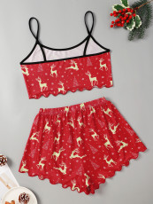Christmas Reindeer Print Homewear Pajama Set GXMB-9247