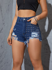 Studded Cross Denim Shorts GZHY-25110