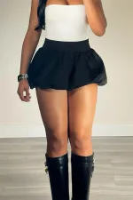 Solid Color Pleated Half Body Skirt GMLX-TEMU
