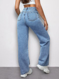 Casual Loose Print Straight Jeans GZHY-23021602