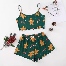 Christmas Prints Summer Vest Lounge Wear Short Set GXMB-9586