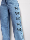 Casual Loose Print Straight Jeans GZHY-23021602
