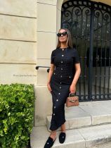 Vintage Knit Short Sleeve Midi Dress QODY-6048 