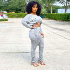 Fashion Long Sleeve Solid Color Two Piece Pants Set HNIF-9060