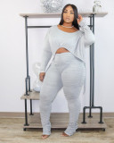 Fashion Long Sleeve Solid Color Two Piece Pants Set HNIF-9060