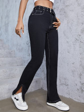 Caual Belt Split Fashion Jeans GZHY-70055