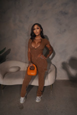 Short Sleeve Solid Color Zipper Two Piece Pants Set GYZY-8923