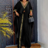 Fashion Printed V-Neck Loose Long Shirt Pants Set GMJL-001