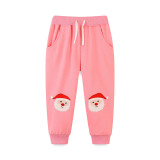 Kids Girl Christmas Print Embroidered Sweatpants GASD-3092