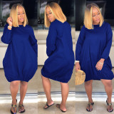Solid Color Long Sleeve Lantern Dress AIL-281