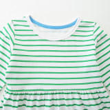 Kids Girl Striped Round Neck Pocket Print Princess Dress GASD-1518