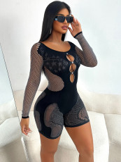 Pre Order: About 7 work days shipping One Shoulder Hollow Out Knits Romper YUEM-0194