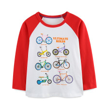 Kids Boy Long Sleeve Color Block Print T Shirt GASD-5370
