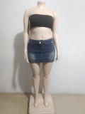 High-waisted Vintage Washed Denim Mini Skirt GAKF-A40809