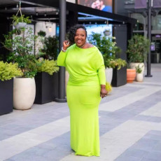 Plus Size Solid Color Long Sleeve Maxi Dress YS-2411