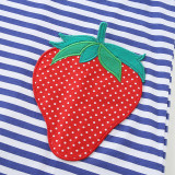 Kids Girl Strawberry Embroidery Knit Stripe Dress GASD-1536