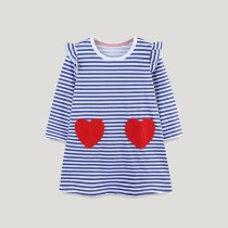 Kids Girls Striped Fly Sleeve Knit Princess Dress GASD-1535