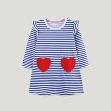 Kids Girls Striped Fly Sleeve Knit Princess Dress GASD-1535