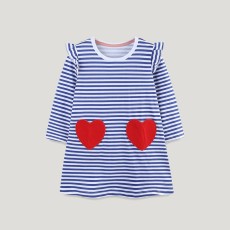 Kids Girls Striped Fly Sleeve Knit Princess Dress GASD-1535