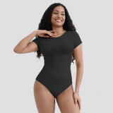 Solid Color Short Sleeve Tight Bodysuit GMDI-38403