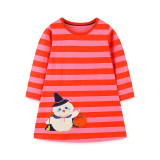 Kids Girl Halloween Stripe Casual O Neck Midi Dress GASD-1421