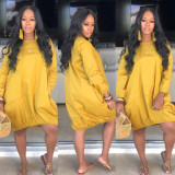 Solid Color Long Sleeve Lantern Dress AIL-281