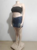 High-waisted Vintage Washed Denim Mini Skirt GAKF-A40809