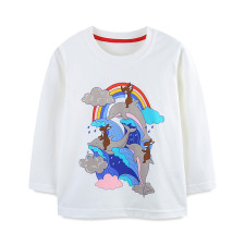 Kids Girl O Neck Print Long Sleeve T Shirt GASD-5372