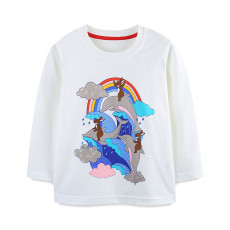 Kids Girl O Neck Print Long Sleeve T Shirt GASD-5372