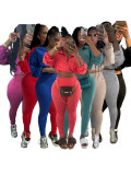 Hooded Long Sleeve Drawstring Tops Pants Suit CH-HR24059