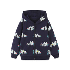 Kids Girl Casual Zipper Long Sleeve Hoodie Sweatshirt Jacket  GASD-6002