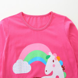 Kids Girl's Unicorn Print Casual T-Shirt GASD-5374
