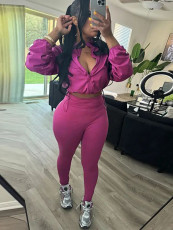 Hooded Long Sleeve Drawstring Tops Pants Suit CH-HR24059