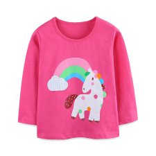 Kids Girl's Unicorn Print Casual T-Shirt GASD-5374