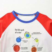 Kids Boys  Luminous Planet Print Color Block T Shirt GASD-5379